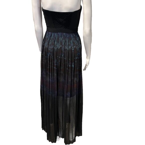 Urban Outfitters Silence & Noise Fortuna Ombre Maxi Slit Dress Black Blue 0 - Picture 3 of 13